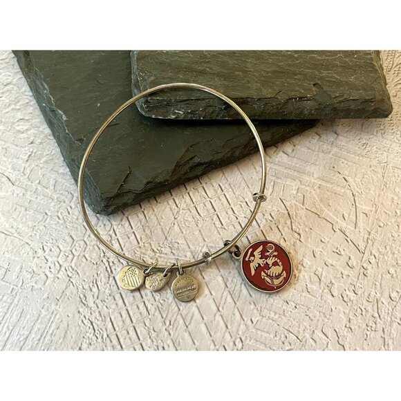 Alex and Ani Silver U.S. Marine Corps Charm Bangle - Picture 3 of 8